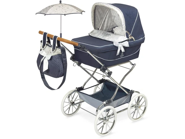 Carrozzina Per Bambole Tulipe - Passeggino Primo Modello, Leggero, Manubrio 56 Cm, Interno 41x24 Cm