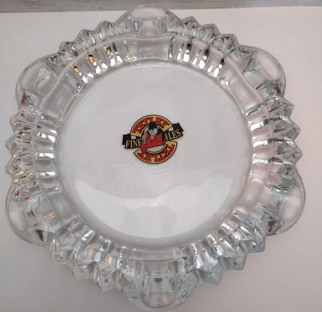 Vintage Tetleys Fine Ale Huntsman Glass Advertising Ashtray Man Cave Home Bar