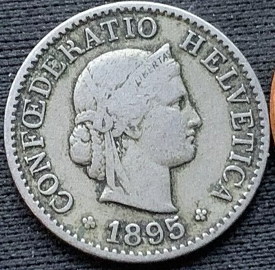 1895 Switzerland 5 Rappen Coin XF ( 2 Million Minted )  Better Circulated  #M139