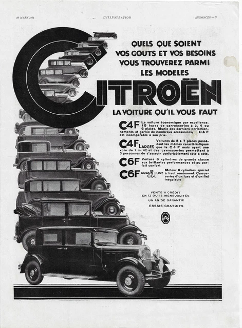 Poster Magazine Formule 1 Années 70 / Citroën C6 1932, état Bon, Français