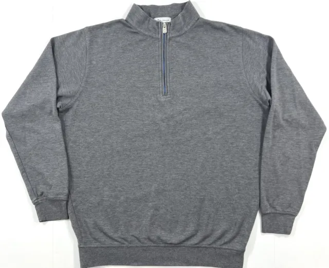 Peter Millar Mens Large Crown Comfort Interlock 1/4 Quarter Zip Pullover Gray