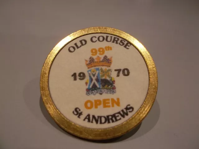 1970 99th Open Old Course St Andrews - small brass stemmed golf ball marker