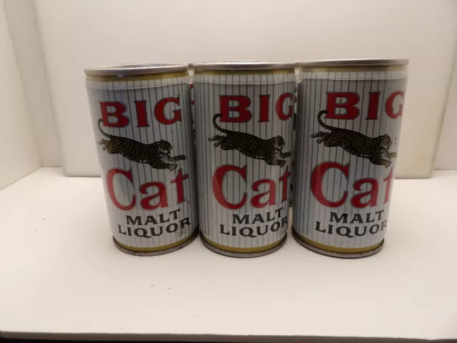 6 Pack Big Cat Malt Liquor Crimp Steel Pull Tab Beer Can Pabst Milwaukee Wis
