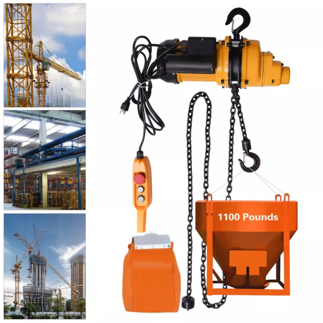 1/2Ton Electric Chain Hoist 1100Lb 13Ft Lifting Chain Wired Remote Control