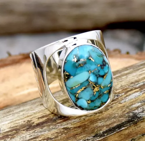 Blue Copper Turquoise  handmade  ring 925 Sterling Silver All Size Available