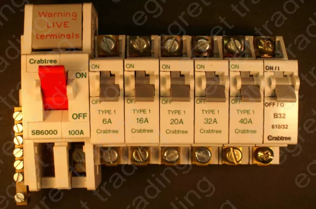 Crabtree SB6000 MCB Type 1 Circuit Breaker and Main Switch/Isolator