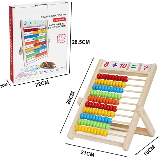 Boulier Enfant En Bois Avec 100 Perles - Jeu Éducatif Mathématiques Pour Enfants Dès 3 Ans | RNHDLY