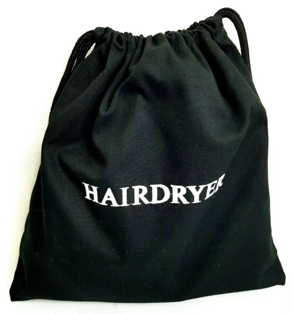Cotton Hair Dryer Storage Bag Embroidered for Luggage Travel Hairdryer Bag BLACK