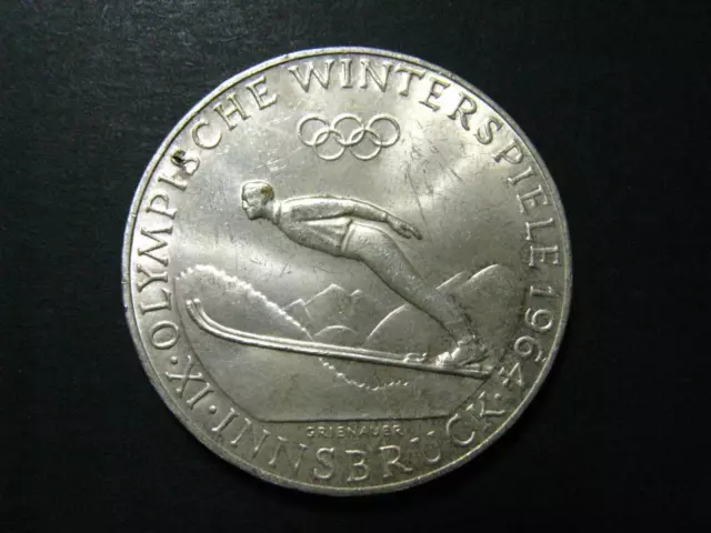 Austria 50 Schilling 90% Silver Coin - 1964 Olympische Winterspiele - UNC