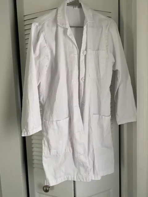 Women's Full Length White Lab Coat, 5 Button Size XS