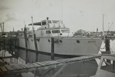Yacht Moored At Dock Boat Water Ship B&W Photograph 3.5 x 5.75