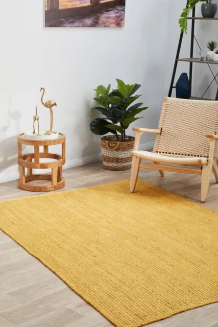 Jute Sisal Yellow Soft Floor Rug Hand-Made Modern Rug Carpet *NEW*