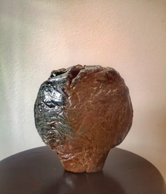 vase lentille grès vernissé la borne signé à identifier
