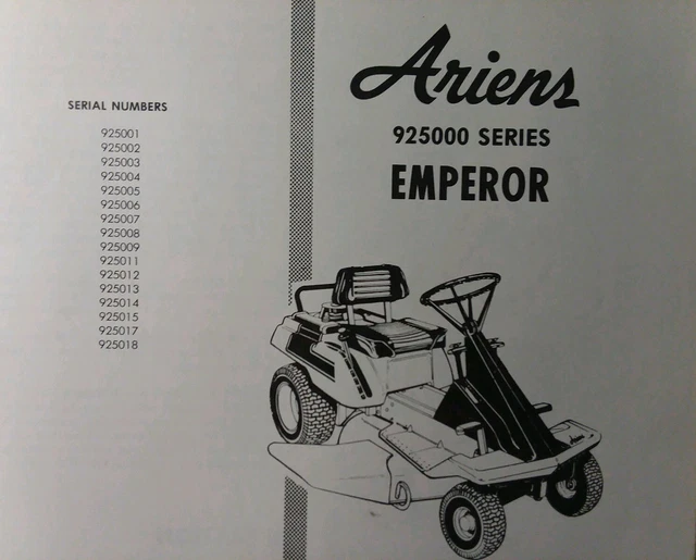 ARIENS 925000 SERIES Emperor Riding Lawn Mower 19601978 Service