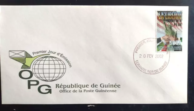 Statue Of Liberty Guinee Republic United We Stand 2002 Fdc Unad