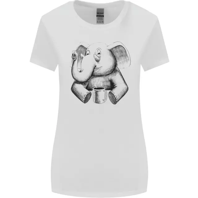 Un Elefante Bere Caffè Donna più Ampia Taglio T-Shirt
