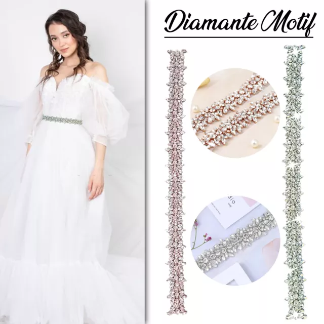 Strass Braut Diamant Kristall Motiv DIY Hochzeit Tanzend Kleid Sash Applikation
