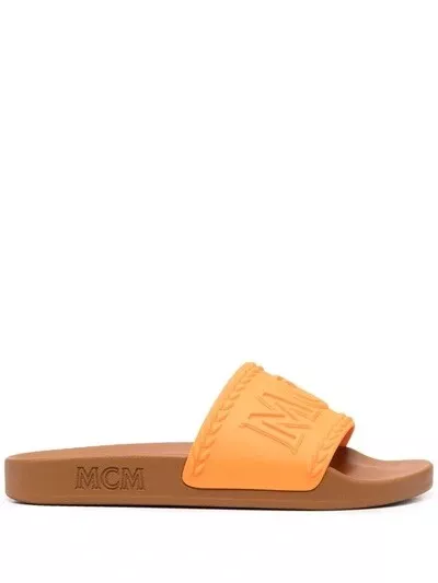 MCM Women’s Big Logo Rubber Slides Persimmon 35EU