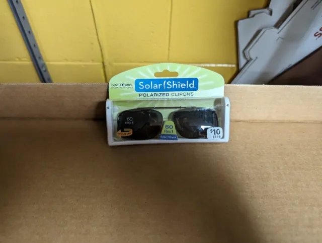 Solar Shield Polarized Clip On Sunglasses Choose Size Amber Grey TONS OF Sizes