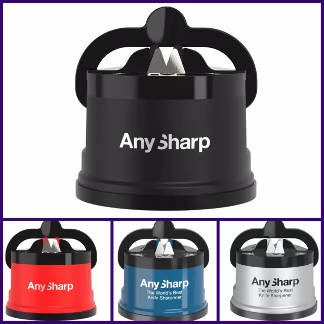 AnySharp Knife Sharpener, Hands-Free Safety, PowerGrip Suction, Safely Sharpens