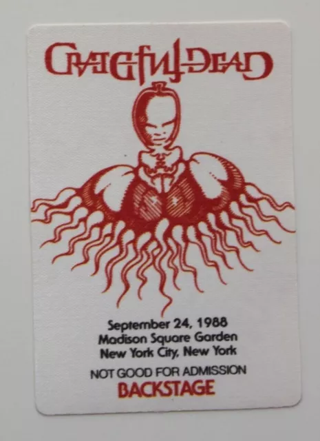 Grateful Dead Backstage Pass 9-24-88 Madison Square Garden NYC 1988 Rick Griffin