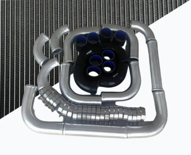 2.5'' inch 64MM Aluminum universal Intercooler turbo piping + BLACK hose+clamps