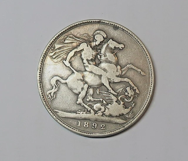 Great Britain :  Crown  1892.  Queen  Victoria.  0.9250 Silver.