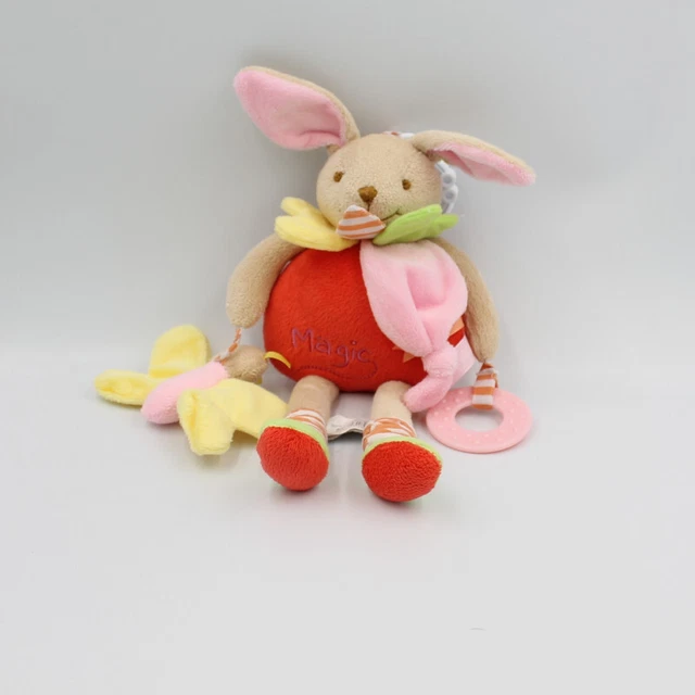 Doudou et compagnie pantin eveil lapin beige rouge jaune rose vert Magic - 26809