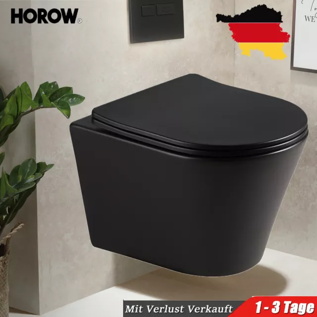 Spülrandlos Schwarz Toilette spülrandloses Wand-Hänge-WC Softclose mit WC Sitz