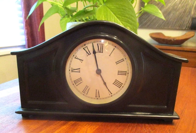 BLACK METAL MANTLE CLOCK from POTTERY BARN BIN BLACK METAL MANTLE CLOCK from POTTERY BARN BIN