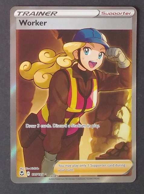 2023 Pokemon Silver Tempest WORKER Full Art Holo (195/195) Mint