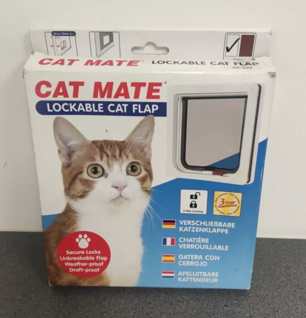 Petmate 304W Cat Mate 2 vías con solapa bloqueable para gato cerraduras seguras a prueba de clima/calor