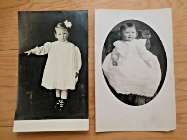 (2) Early 1900s Young Ladies Girls Children Portrait Real Photo Postcards Posted