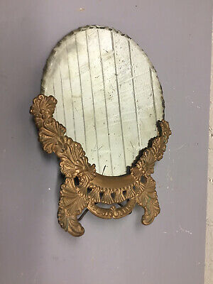 Beautiful Antique Vtg Vanity Mirror Ornate Brass Stand Removable Mirror Patina