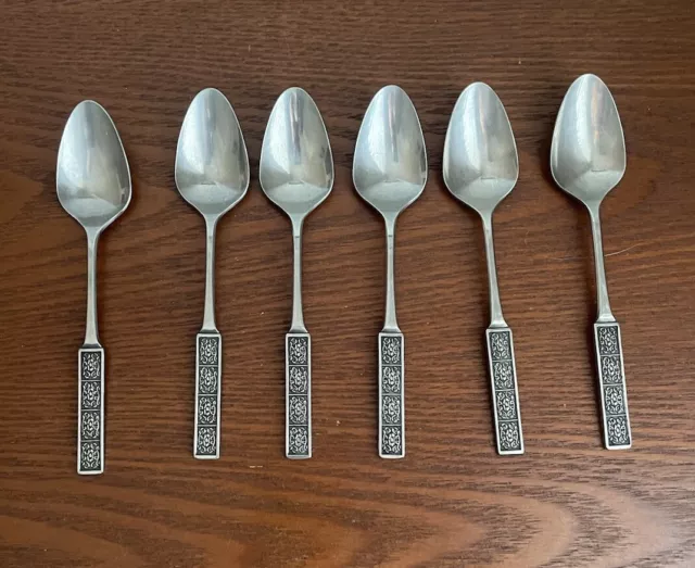 Wiltshire Burgundy 6 x Tea Spoons Stainless Steel Vintage