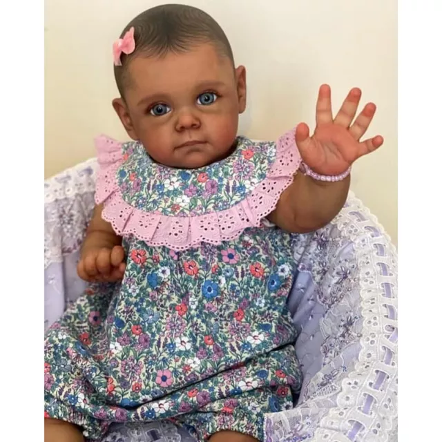 24in Reborn Baby Dolls Black Skin African Vinyl Silicone Girl Boy Doll Xmas Gift