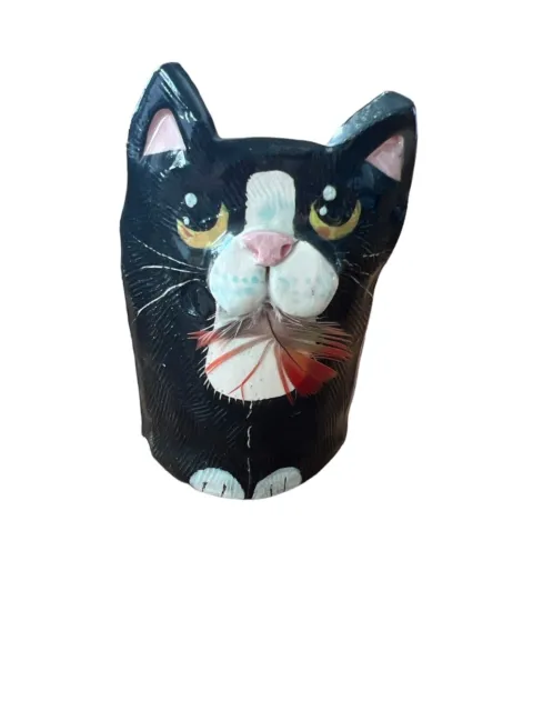 Signature Ceramics & Pottery Cat Mini Vase Planter Toothpick Holder Hair Whisker