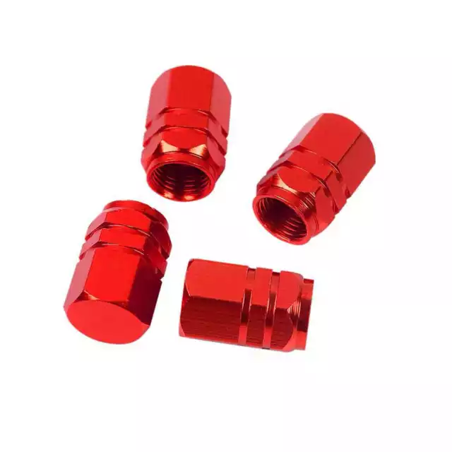 4x Tapones de Aluminio Rueda Valvula Neumatico Llanta Coche Moto Bici Rojo