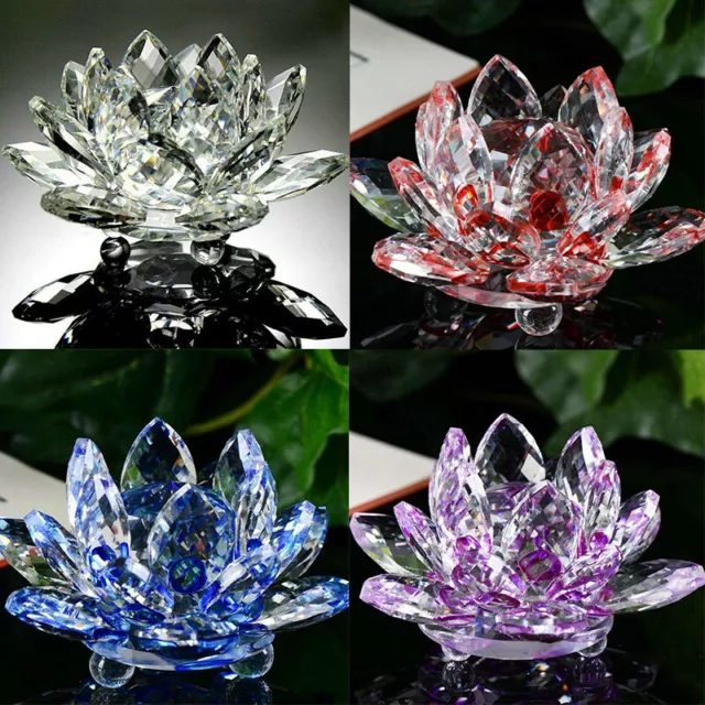 Light Crystal Candlestick Tea Candle Home Glass Flower Lotus Decor Crafts Holder