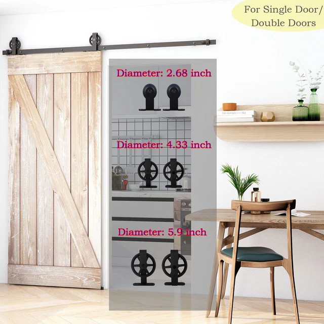 Sliding Barn Door Hardware Track Kit 4/5/6/8/10FT for Single/Double Wood Doors