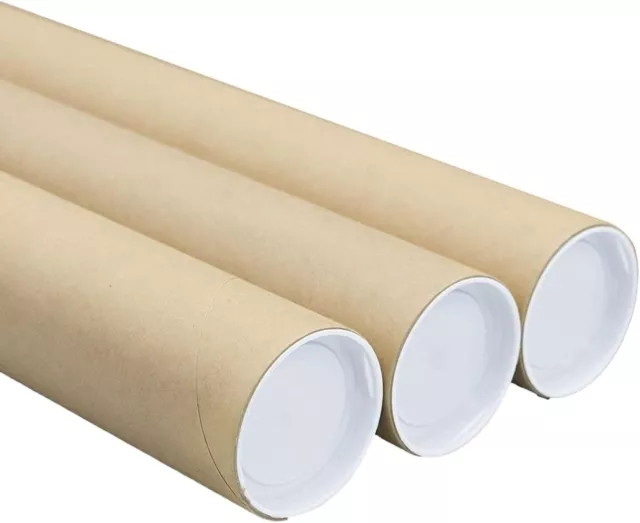 2"x24" Premium Kraft Mailing Shipping Tubes End Caps for Mailing & Storing 20 Pc