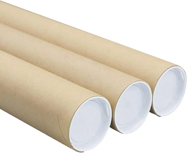 2"x24" Premium Kraft Mailing Shipping Tubes End Caps for Mailing & Storing 10 Pc