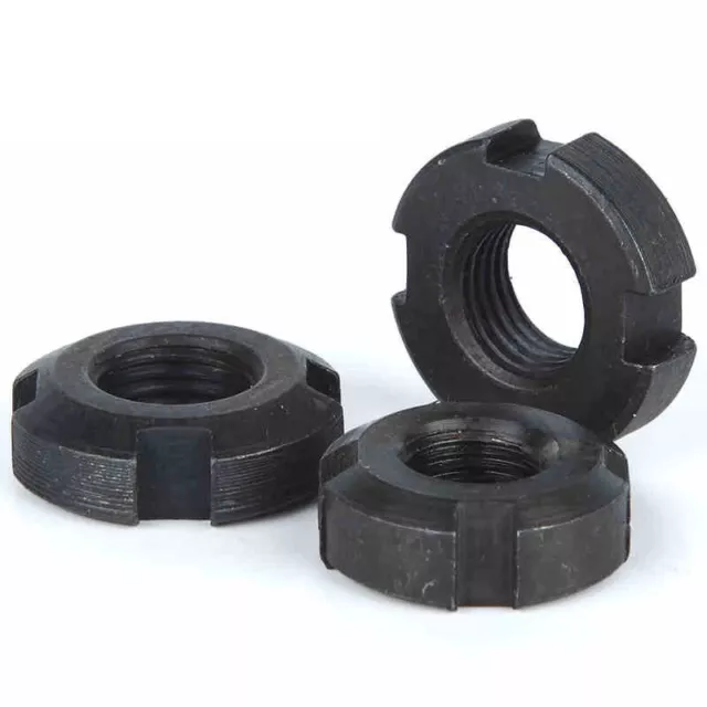 Round Slotted Nut M10 - M60 Black Zinc Locking Nuts Carbon Steel Fastener GB 812