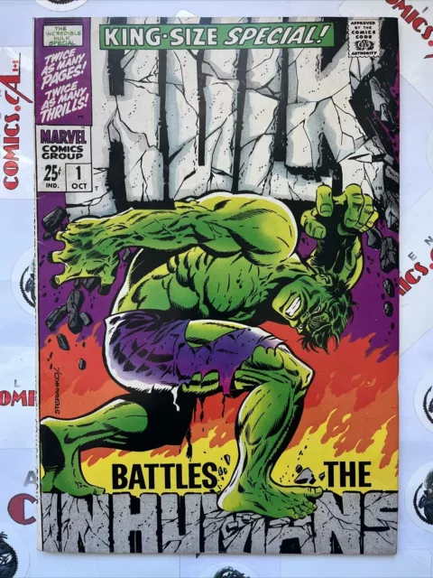 INCREDIBLE HULK ANNUAL 1 Hulk vs The Inhumans Marvel Comics 1968 Rare HIGH GRADE 2
