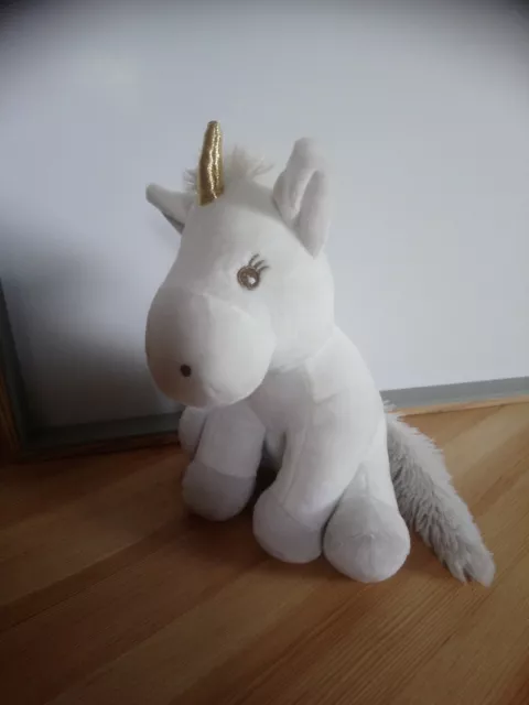 Peluche doudou licorne blanche corne doré Atmosphèra for kids  + cadeau