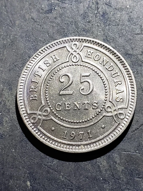 1971 British Honduras Unc 25 Cents Coin  Km#29