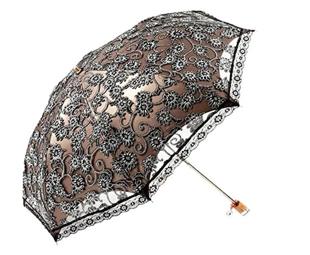 Ladies Lace Parasol Umbrella Anti UV Protection Sun Shade UPF 50+ Lightweight
