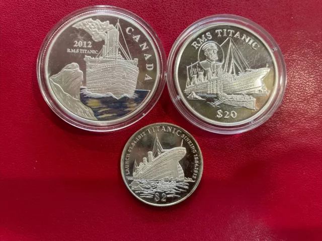 3 Pièces En Argent Du Titanic