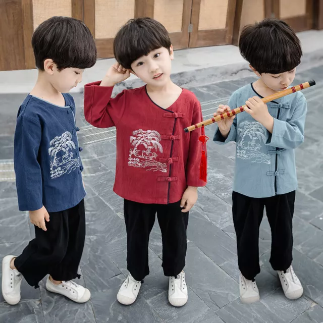 2Pcs Cinese Tradizionale Vestiti Bambini Bimbi Ttang Abito Anno Nuovo Hanfu