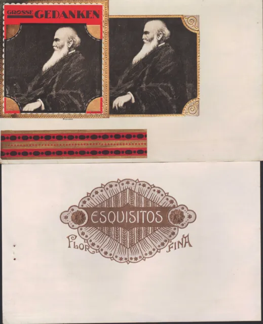 DETMOLD Werbung 1925, Zigarren-Kisten-Verpackung GROSSE GEDANKEN Nr 27557 27559